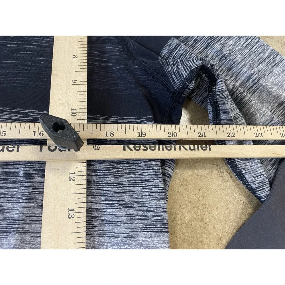 Lululemon Shirt Speed Pullover Men L Black Gray Space Dye Striped 1/2 Zip Golf
